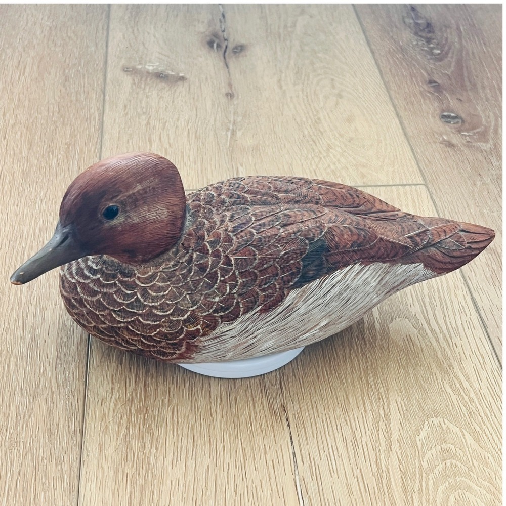 Vintage 1980 M.L. Di Eugenio Hand Carved Wooden Duck Decoy Female Teal Signed